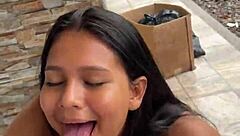 Puta Colombiana Deepthroats Big Cock Bent Over Public