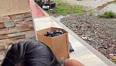 Puta Colombiana Deepthroats Big Cock Bent Over Public