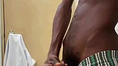 Monster black cock busts huge nut in public toilet!