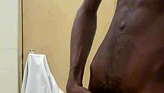 Monster black cock busts huge nut in public toilet!