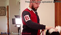 Collared british 18yo goth slut fucked hard kitchen cumshot