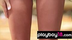 imagine classy babe kelley thompson slowly peeling off lingerie revealing those big boobs