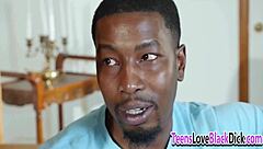 White blondie rides big black cock sucks fingers self