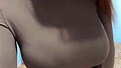 Stepmom massages her big milky natural tits to intense orgasm