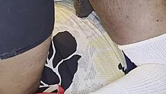 Ebony wife rips clothes for anal toy humiliation on hubby