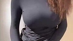 Stepmom massages her big milky natural tits to intense orgasm