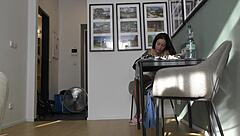 whoa this petite milf's tight shaved pussy peeks in lingerie dress haul...