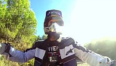 Busty bitch spreads legs wide on ATV as guy pounds her pussy hard outdoors