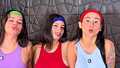 three sluts ride my cock anally in outdoor passion