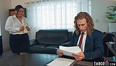 thick bbw sarah arabic and karla lane share boss cock at work