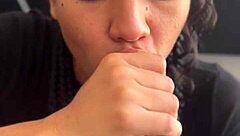 stepsis best friend brunette deepthroats my cock for tasty cum swallow