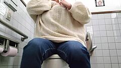 chubby japanese bride masturbates secretly in wedding toilet