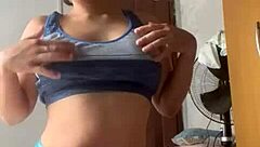 Wet Latina Slut Selene Fingers Pussy and Tits for Explosive Orgasm Return