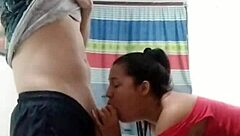 i came home from jogging to suck my husband's huge cock with my latina tits
