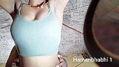 big boobed indian wife rides cowgirl on ranch in tight leggings for creampie finish