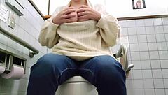 chubby japanese bride masturbates secretly in wedding toilet