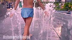 Heart-Pounding Thrill of Hairy Babe's Wet Miniskirt Exposure in Public