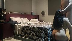 narrative of two camera shots capturing motel hotel stay in relaxed setting