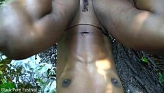 Skinny Ebony Tribe Girl Gets Fucked Hard By The Forest Stream