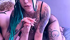 she worships my feet passionately, licking toes in lingerie while i dominate.