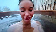 monika fox delivers quick winter blowjob then masturbates in snowy nature