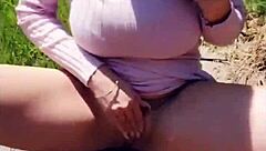 kat marie fingers pussy in public park