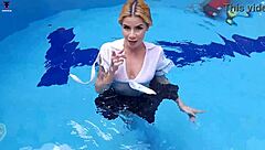 ashlee rose's big tits bounce in school skirt scuba dive