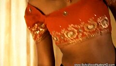 brunette indian beauty strips teasing erotically undressing nude