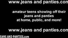 god i love how these tight jeans squeeze and hug my petite teen pussy so perfectly