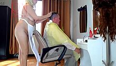 Nudist Barber Lady Surprises Client Ripping Clothes Off Outdoors!