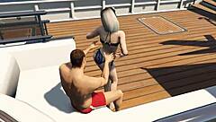 Cewek bikini lucu GTA5 goyang memek di kontol saat seks yacht