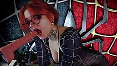 meridjane spider girl cosplay deepthroats dildo passionate moan💦🕷️