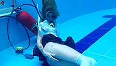 ashlee rose's big tits bounce in school skirt scuba dive