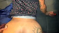 petite ebony baddie bends for backshots and ice play