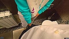 teacher, cum hard in my wet thong panties right here in school toilet