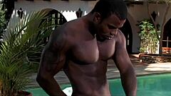 A pretty girl rides a muscular black guy's large cock outdoors before he enters her tight rear from behind