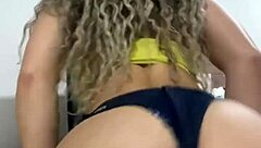 Blonde in tiny shorts dancing funk wanna see her strip naked now?