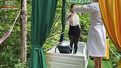 client demands receptionist bathes then drops to suck his throbbing cock 💦🛁