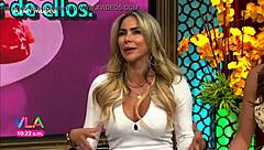 Aylin Mujica's marked nipples and huge ass bulging under tight miniskirt upskirt