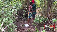horny african dude seduces village teen bends her over outdoors 🍆🌳💦