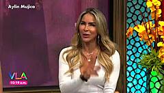Aylin Mujica's marked nipples and huge ass bulging under tight miniskirt upskirt