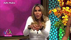 Aylin Mujica's marked nipples and huge ass bulging under tight miniskirt upskirt