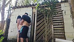 brazilian housewife in jeans tempts young builder with curvy ass bareback