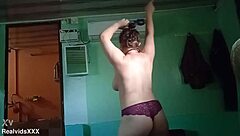 chubby babe dances then bends for pov doggystyle cum on ass