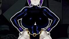 hey raven from teen titans go live2d she's beating those big chubby tits wild