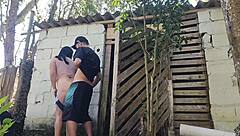 brazilian housewife in jeans tempts young builder with curvy ass bareback