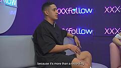 innocent interview turns crazy as latina milf gets bent over fucked cowgirl by maxx betancur huge cock while presenter kisses her wet pussy