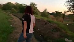 cute chubby latina morrita sneaks off to fuck her lover in the hill outdoors