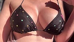 Italian Milf Big Natural Tits Bounce Outdoors Hard Nipples Tease