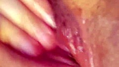 Latina Fingers Huge Wet Clit and Pussy Lips in Extreme Close-Up